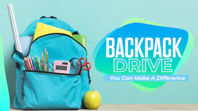 Backpack Drive Blue Shapes | Church Motion Graphics